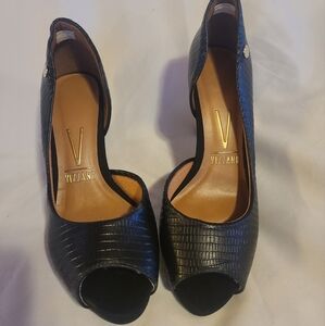 Black Peep-Toe Women's Heels Vizzano Stiletto Sz 6 Brazil Made